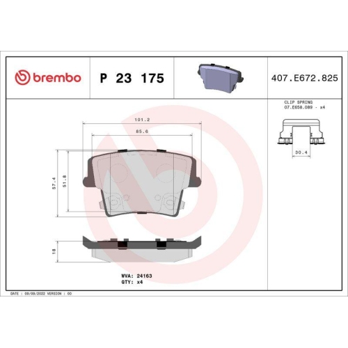 Placute frana Chrysler 300c (Lx Le) 09.04-, 300c Touring (Lx Le) 09.04-12.10, C5 X (Nd Nc) 09.10-; Dodge Challenger Coupe 09.07-, Charger 06.05-12.10, Charger 09.10-; Lancia Thema (Lx) 09.11-10.14, Spate, BREMBO