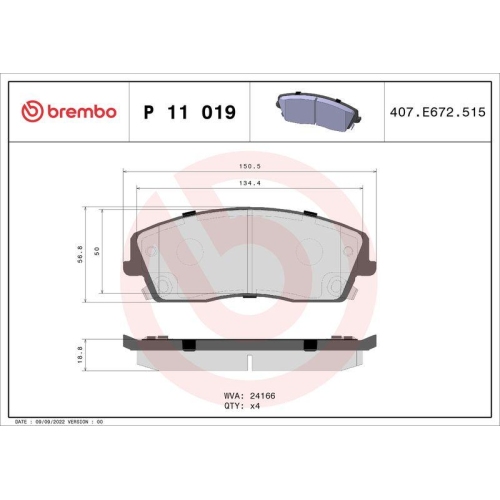 Placute frana Chrysler C5 X (Nd Nc) 09.10-; Dodge Challenger Coupe 09.07-, Charger 06.05-12.10; Lancia Thema (Lx) 09.11-10.14, Fata, BREMBO