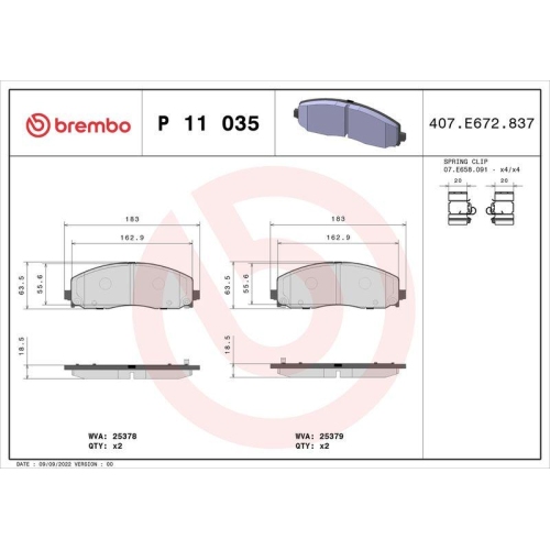 Placute frana Chrysler Grand Voyager 5 (Rt) 10.07-, Pacifica (Ru) 02.16-; Dodge Grand Caravan 06.07-, Journey Van (Jc) 06.08-, Journey 06.08-; Fiat Freemont (345) 08.11-; Jeep Gladiator Pickup (Jt) 04.19-, Wrangler 4 (Jl) 11.17-; Lancia Voyager Mpv (404)