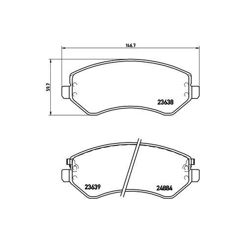 Placute frana Chrysler Voyager 4 (Rg Rs) 09.99-12.08, Voyager 4 Van (S) 09.99-12.08; Dodge Caravan (Rg) 02.00-12.07; Jeep Cherokee (Kj) 03.01-01.08, Fata, BREMBO