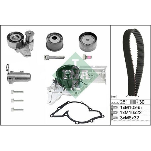 Kit distributie + Pompa apa Audi A4 B6 (8e2), A4 B6 Avant (8e5), A4 B6 Convertible (8h7), A4 B7 (8ec), A4 B7 Avant (8ed), A6 C5 (4b2), A6 C5 Avant (4b5), A6 C6 (4f2), A6 C6 Avant (4f5), A8 D3 (4e2, 3.0, 3.0 Quattro, INA