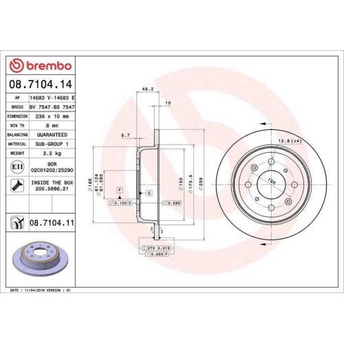 Set disc frana Honda Accord 3 (Ca) 11.85-12.89, Accord 3 Aerodeck (Ca) 11.85-12.89, Civic 4 Hatchback (Ec Ed Ee) 09.87-10.93, Civic 4 Sedan (Ed) 09.87-10.93, Civic 6 Aerodeck (Mb Mc) 04.98-02.01, Civic 6 Fastback (Ma Mb) 09.94-02.01, Civic 6 Hatchback (Ej