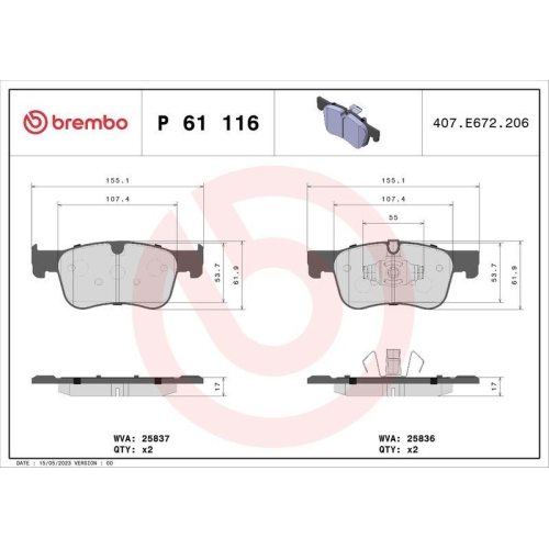 Placute frana Citroen Berlingo (Er , Berlingo Box (K9), C4 Grand Picasso 2 (Da , C4 Picasso 2 Van (Dd), C4 Picasso Ii, C4 Spacetourer (3d), C4 Spacetourer Van (3d), Grand C4 Spacetourer (3a , Grand C4 Spacetourer Van (3a ; Fiat Doblo Box (510 , Doblo Mpv