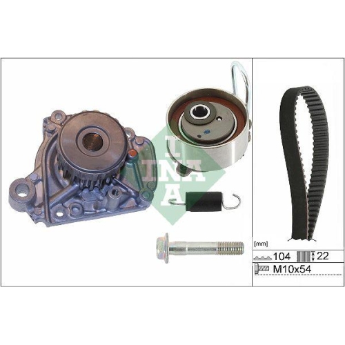 Kit distributie + Pompa apa Honda Civic 7 Coupe (Em2), Civic 7 Hatchback (Eu, Civic 7 Sedan (Es, Fr-V (Be), Stream (Rn), 1.6 i (EM1), 1.7 i (EM2), 1.7 i VTEC (EM2), 1.6 i (EP2, EU8, EU6), 1.6 (ES5), 1.7, 1.7 (BE1), 1.7 16V (RN1), INA