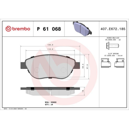 Placute frana Citroen Berlingo / Berlingo First Box (M), Berlingo / Berlingo First Mpv, C3 I (Fc , C4 Coupe (La), C4 I (Lc), C4 I Sedan, Xsara (N1), Xsara Break (N2), Xsara Coupe (N0), Xsara Picasso (N68); Peugeot 1007 (Km), 206 Liftback (2a/C), 207 (Wa ,