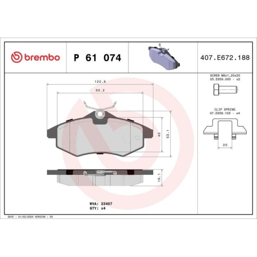 Placute frana Citroen C2 (Jm) 07.03-09.17, C2 Enterprise (Jg) 11.03-12.09, C3 I (Fc Fn) 02.02-12.13, Fata, BREMBO