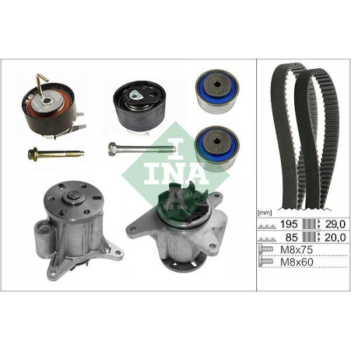 Kit distributie + Pompa apa Jaguar S-Type 2 (X200), Xf I (X250), Xj (X350; Land Rover Discovery 3 (L319), Discovery 3 Van (L319), Discovery 4 (L319), Range Rover Sport I (L320), 2.7 D, D 2.7, 2.7 TD 4x4, 2.7 D 4x4, INA