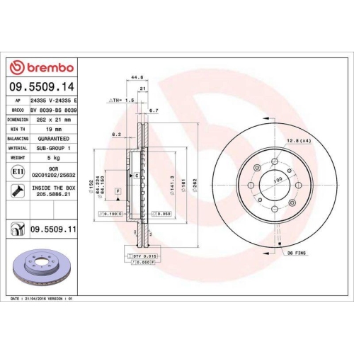 Set disc frana Honda Civic 4 Hatchback (Ec Ed Ee) 09.87-10.93, Civic 5 Coupe (Ej) 08.93-03.96, Civic 5 Hatchback (Eg) 10.91-11.95, Civic 5 Sedan (Eg Eh) 10.91-12.96, Civic 6 Aerodeck (Mb Mc) 04.98-02.01, Civic 6 Coupe (Ej Em1) 03.96-12.00, Civic 6 Fastbac