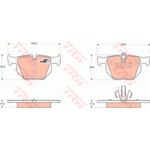 Set placute frana Trw GDB1560, parte montare : Punte spate
