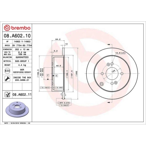 Set disc frana Hyundai Accent 3 (Mc) 08.05-12.10, Getz (Tb) 06.01-01.11, I20 I (Pb Pbt) 08.08-12.15; Kia Rio 2 (Jb) 03.05-12.11, Spate, 262X10mm, plin, BREMBO