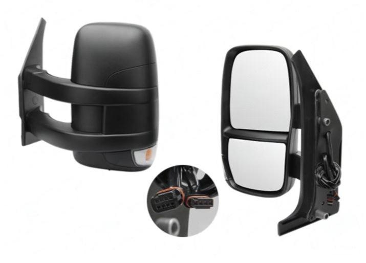 Oglinda exterioara Iveco Daily, 05.2006-2014, partea Stanga, reglare electrica; incalzita; cu brat lung; geam convex; cromat; senzor temperatura; 7 pini; cu semnalizare