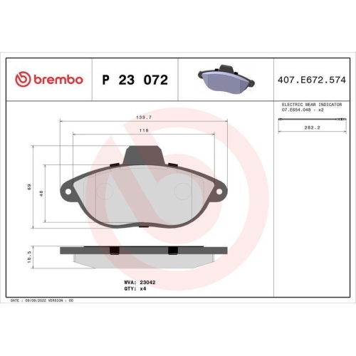 Placute frana Citroen Evasion Mpv (22 U6) 03.94-07.02, Jumpy I (U6u) 06.94-12.06 ; Fiat Scudo Box (220) 02.96-12.06 ; Peugeot 806 (221) 06.94-08.02, Expert (224) 10.95-12.06, Expert Box (222) 07.95-03.08, Fata, BREMBO