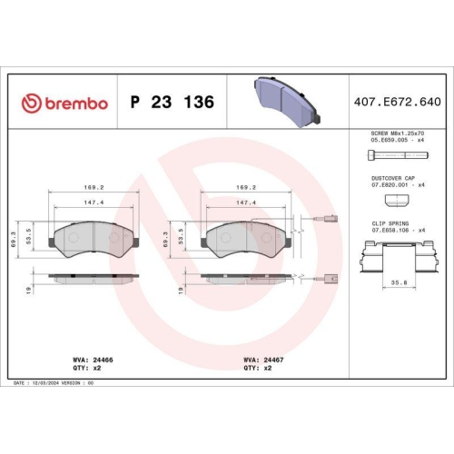 Placute frana Citroen Jumper 2 Box 04.06-, Jumper 2 Bus 04.06-, Jumper 2 04.06-; Fiat Ducato Box ( 250) 07.06-, Ducato Bus (250) 07.06-, Ducato (250) 07.06-; Opel Movano C Box (U9) 12.21-, Movano C (U9) 12.21-; Peugeot Boxer Box 04.06-, Boxer Bus 09.05-,
