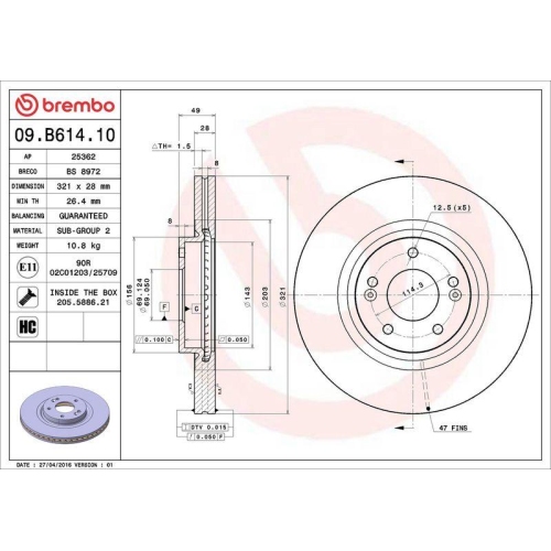 Set disc frana Hyundai Grand Santa Fe 01.13-12.19, Santa Fe 2 (Cm) 01.05-03.15, Santa Fe 3 (Dm Dma) 09.12-12.18, Santa Fe 3 Box/Suv (Dm) 09.12-, Santa Fe 4 (Tm Tma) 02.18-, Santa Fe 4 Box/Suv (Tm) 02.18-; Kia Sorento 2 (Xm) 09.09-04.16, Sorento 2 Box/Suv