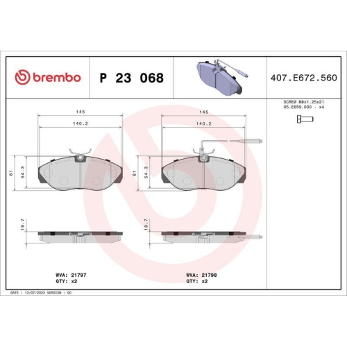Placute frana Citroen Jumper I Box (230l) 02.94-04.02, Jumper I Bus (230p) 02.94-04.02, Jumper I (230) 03.94-04.02; Fiat Ducato Box (230) 03.94-05.05, Ducato Bus (230) 03.94-05.05, Ducato (230) 03.94-04.02; Peugeot Boxer Box (230l) 03.94-08.06, Boxer Bus