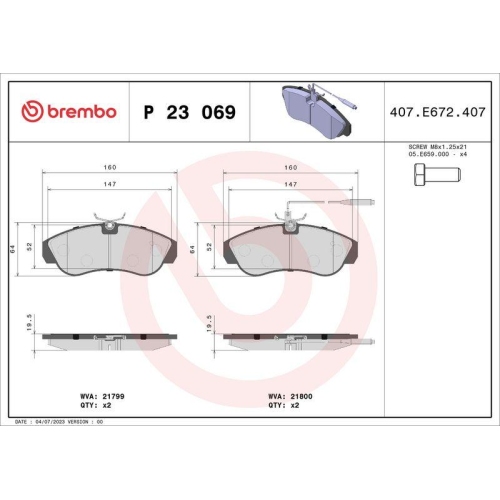 Placute frana Citroen Jumper I Box (230l) 02.94-04.02, Jumper I Bus (230p) 02.94-04.02, Jumper I (230) 03.94-04.02; Fiat Ducato Box (230) 03.94-05.05, Ducato Bus (230) 03.94-05.05, Ducato (230) 03.94-04.02; Peugeot Boxer Box (230l) 03.94-08.06, Boxer Bus