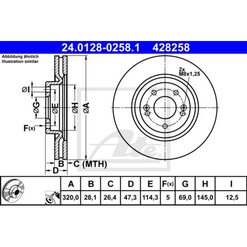 Disc frana Ate 24012802581, parte montare : punte fata