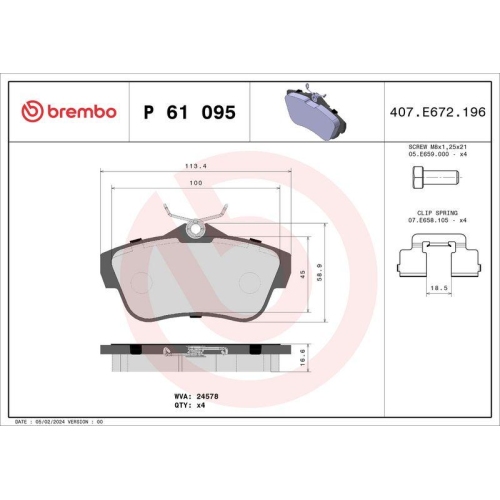 Placute frana Citroen Jumpy 2 (Vf7) 01.07-03.16-; Fiat Scudo Box (270 272) 01.07-03.16; Peugeot Expert 01.07-, Partner (5 G) 03.97-07.08; Toyota Proace Box (Mdx) 06.13-03.16, Spate, BREMBO