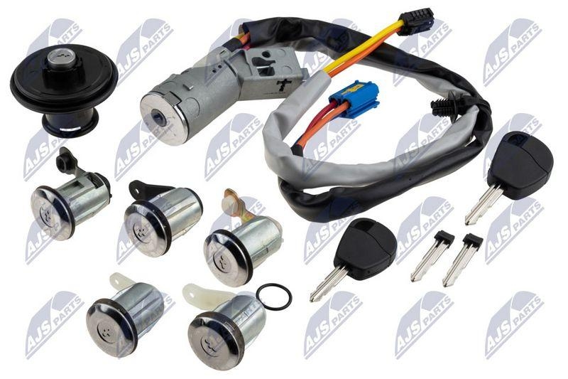 Set butuci, yale usi Citroen Berlingo 1996-2008, Peugeot Partner 1996-2008; contact + usi + capac rezervor, cu doua chei; 4162.CF; NTY, aftermarket