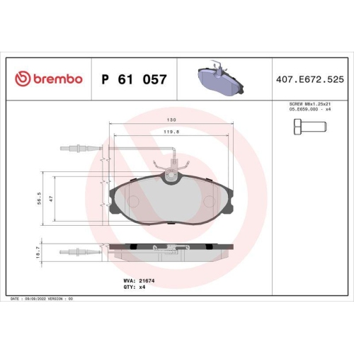 Placute frana Citroen Xsara (N1) 04.97-12.05, Zx (N2) 03.91-07.99; Peugeot 306 Liftback (7a 7c N3 N5) 01.93-10.03, 406 (8b) 08.95-01.05, 406 Break (8e/F) 10.96-10.04, 406 Coupe (8c) 03.97-02.05, 607 (9d 9u) 01.00-, Fata, BREMBO