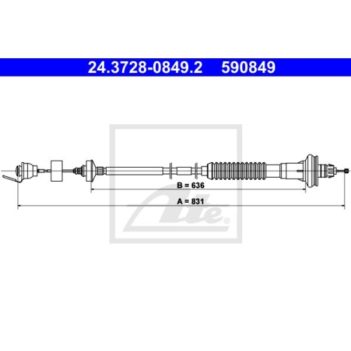 Cablu ambreiaj Peugeot 206 (2a/C), 206+ (T3e) Ate 24372808492