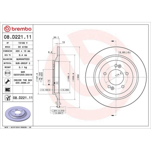 Set disc frana Hyundai Kona (Os Ose Osi) 06.17-04.23, Kona Box/Suv (Os Ose Osi) 06.17-; Kia Niro I (De) 09.16-08.22, Optima (Jf) 09.15-, Optima Sportswagon (Jf) 09.16-12.19, Soul 3 (Sk3) 01.19-, Soul 3 Cargo (Sk3) 06.20-, Spate, 300X10mm, plin, BREMBO