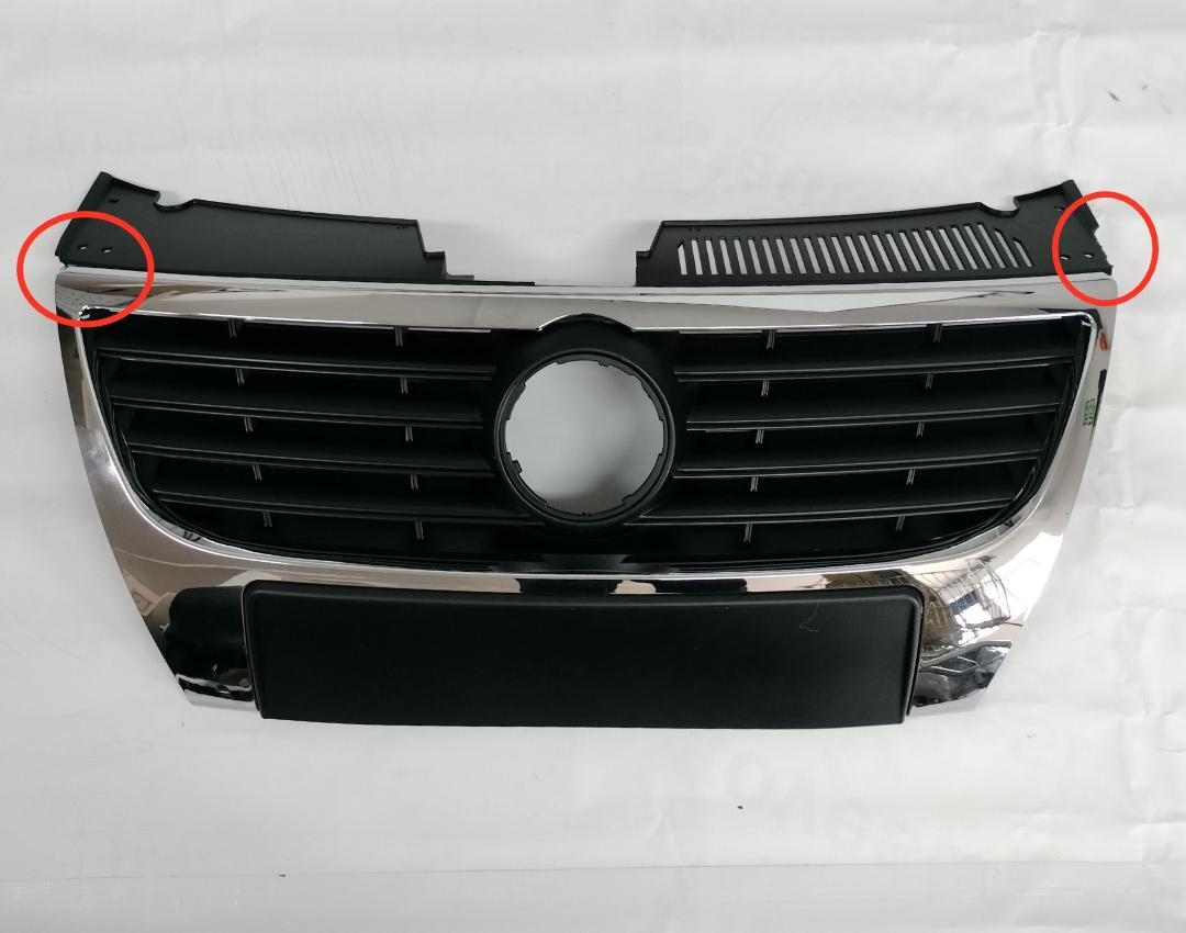 Grila radiator Vw Passat (B6 (3c)), 01.2005-07.2010, Cu Locas Pentru Emblema Model Mare, Negru, 3C0853651PWF; 8C0853651PWF -PLASTIC RUPT LA MARGINE