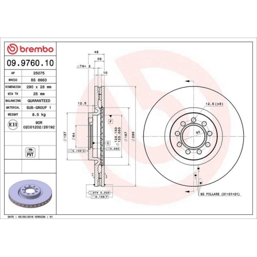 Set disc frana Iveco Daily 4 Autobus 05.06-12.16, Daily 4 Box 05.06-03.12, Daily 4 Platform / Chassis 05.06-03.12, Daily 5 Box 09.11-02.14, Daily 5 Bus 09.11-02.14, Daily 5 Platform / Chassis 09.11-02.14, Daily 6 Box 03.14-, Daily 6 Bus 03.14-, Daily 6 Pl