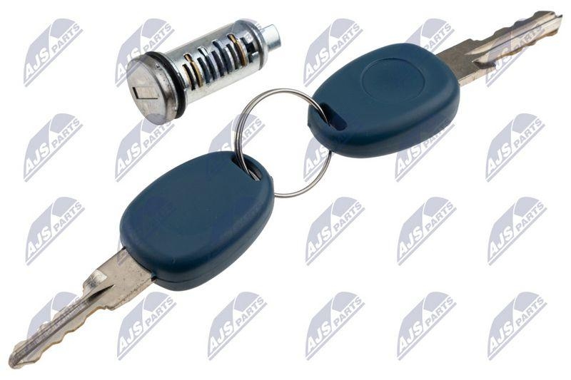 Set incuietoare usa fata Fiat Panda 2003-, Doblo 2001-, Punto II 1999-; stanga = dreapta, cu doua chei, culoare albastra; 71771348; NTY, aftermarket