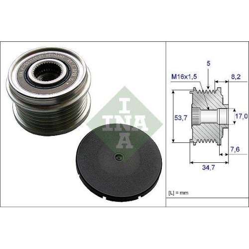 Fulie alternator Opel Corsa D (S07), Corsa D Box / Liftback (S07), Meriva B Mpv - Multi-Purpose Vehicle (S10), Meriva B Van (S10), 1.0, 1.2, 1.2 LPG, 1.4, 1.4 LPG, 1.4 ECOTEC, INA