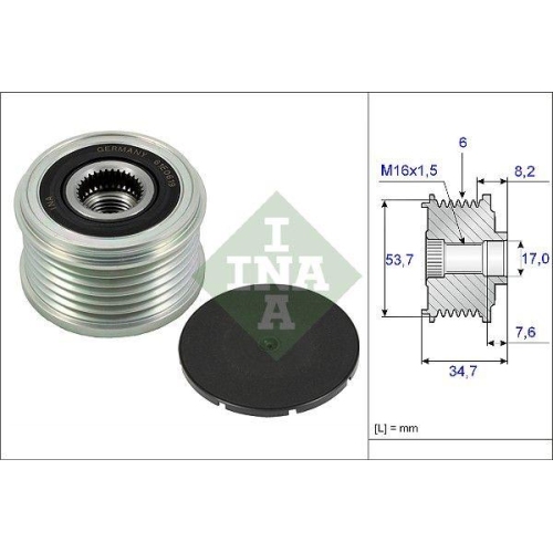 Fulie alternator Opel Meriva B Mpv - Multi-Purpose Vehicle (S10), Meriva B Van (S10), 1.4 (75), 1.4 LPG (75), 1.4 ECOTEC (75), INA Fulie alternator Opel Meriva B Mpv - Multi-Purpose Vehicle (S10), Meriva B Van (S10), 1.4 (75), 1.4 LPG (75), 1.4 ECOTEC (75), INA