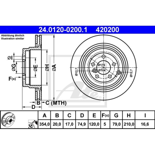 Disc frana Ate 24012002001, parte montare : punte spate