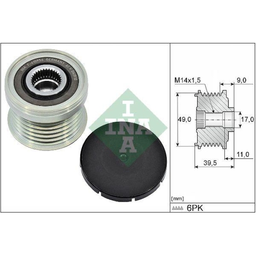Fulie alternator BMW 1, 2, 3, 4, 5, X1, X3, X4, X5, Z4; Ford B-Max, EcoSport, Fiesta, Focus, Tourneo Courier, Transit Courier, , INA