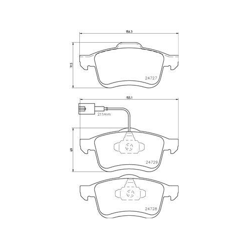 Placute frana Fiat Doblo Bus (263) 11.09-, Doblo Cargo (263) 02.10-, Doblo Platform / Chassis (263) 02.10-; Lancia Delta 3 (844) 08.08-08.14; Opel Combo Box (X12) 02.12-, Combo Tour (X12) 02.12-, Fata, BREMBO