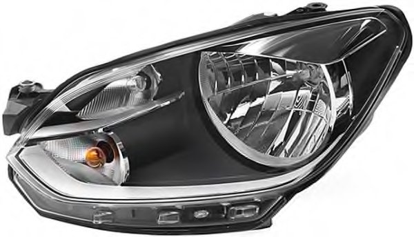 Far VW UP! 04.2012- TYC partea Stanga, tip bec H4, omologare ECE, fara motor, cu lumini de zi, culoare negru, Stanga, marca TYC