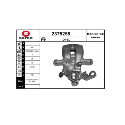 Etrier disc frana EAI 2375258 punte spate partea dreapta, Opel Astra G, 1998-2009