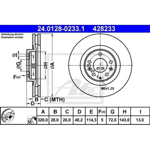 Disc frana Ate 24012802331, parte montare : punte fata