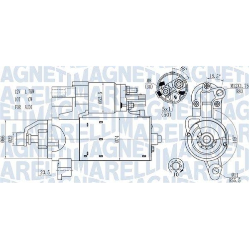 Electromotor Audi A4 B8 (8k2) 08.07-06.17, A5 (8t3) 06.07-01.17, A5 (8f) 02.09-01.17, A6 C7 (4g2 4gc) 11.10-09.18, A6 C7 Avant (4g5 4gd) 05.11-09.18, Q5 (8rb) 11.08-12.17, MAGNETI MARELLI