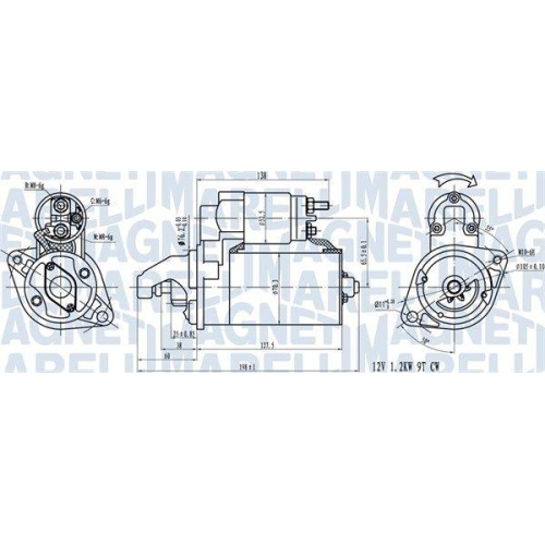 Electromotor Bmw 1 (E81), 1 (E87), 1 Convertible (E88), 1 Coupe (E82), 3 (E90), 3 Convertible (E93), 5 (E60), X3 (E83), Z4 Roadster (E85), MAGNETI MARELLI