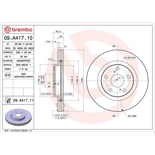 Set disc frana Lexus Es ( V4) 03.06-12.12, Es ( V6) 06.12-06.18; Toyota Aurion ( V4) 03.06-09.11, Auris ( E15) 10.06-09.12, Auris ( E18) 10.12-12.18, Auris Estate ( E18) 07.13-12.18, Avalon Sedan ( X3) 01.05-11.12, Camry Saloon ( V5) 09.11-02.19, Camry Se