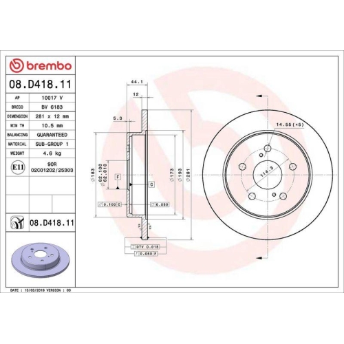 Set disc frana Lexus Es ( Z10 A10 H10) 07.18-, Nx ( Z1) 07.14-, Ux ( Aa1 Ah1 Ma1) 10.18-; Toyota Camry ( V7 Va7 Vh7) 06.17-, C-Hr ( X1) 10.16-, C-Hr Van ( X1) 10.16-, Corolla Cross (Zvg1 Zsg1 Mxgh1 Mxga1) 07.20-, Prius ( W6) 01.23-, Rav 4 5 ( A5 H5) 12.18