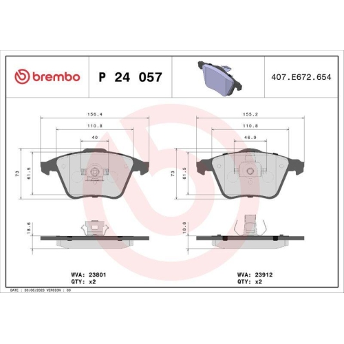 Placute frana Ford Focus 2 (Da ; Mazda 3 (Bk), 3 (Bl); Saab 9-3 (Ys3f, 9-3 Convertible (Ys3f), 9-3 Estate (E50), 9-3x (Ys3); Volvo C30 (533), C70 2 Convertible (542), S40 2 (544), V40 Box / Liftback (525), V40 Cross Country (526), V40 Liftback (525), V50