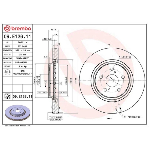 Set disc frana Lexus Es ( Z10 A10 H10) 07.18-, Rx ( L2) 10.15-; Toyota Camry ( V7 Va7 Vh7) 06.17-, Rav 4 5 ( A5 H5) 12.18-, Rav 4 5 Van ( A5 H5) 12.18-, Fata, 328X28mm, ventilat, BREMBO
