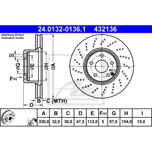 Disc frana Ate 24013201361, parte montare : punte fata