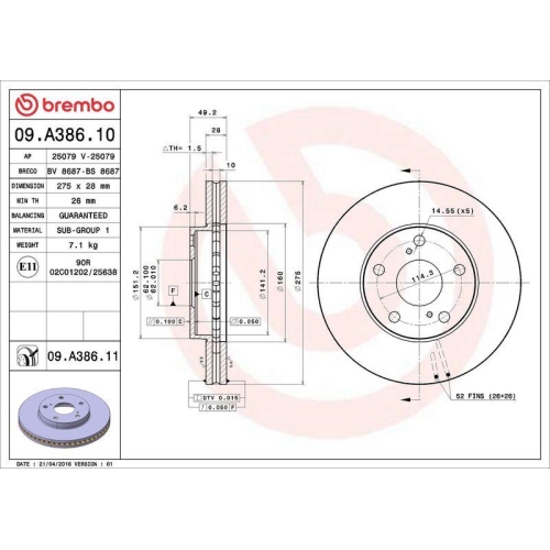 Set disc frana Lexus Es (Mcv Vzv) 08.96-06.08, Es (Vcv10 Vzv21) 09.89-12.97; Toyota Avalon Sedan ( X1) 09.94-03.06, Avensis Verso ( M2) 05.01-12.11, Camry ( V1) 07.90-10.01, Camry ( V2) 08.96-02.04, Camry Estate ( V1) 06.91-08.97, Camry Sedan ( V3) 08.01-