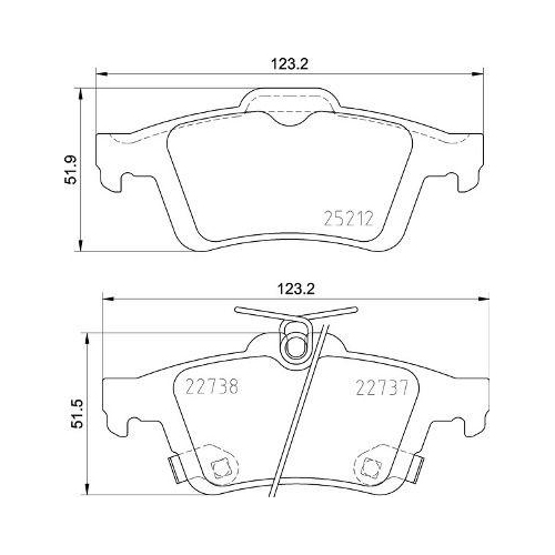 Placute frana Ford Focus 3 Box / Estate 02.12-, Focus 3 Saloon 07.10-02.20, Focus 3 Turnier 07.10-02.20, Focus 3 Van / Liftback 01.11-, Focus 3 07.10-02.20, Spate, BREMBO