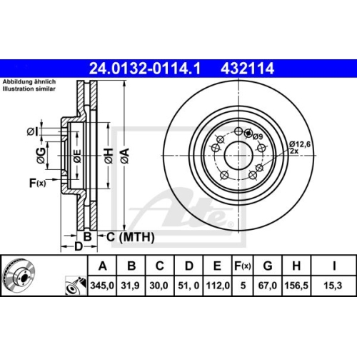 Disc frana Ate 24013201141, parte montare : punte fata