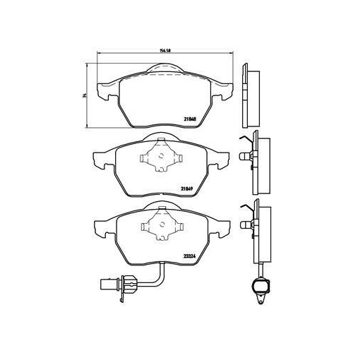 Placute frana Ford Galaxy I (Wgr) 03.95-05.06, Galaxy Mk I Van (Wgr) 03.95-05.06; Seat Alhambra (7v8 7v9) 04.96-03.10, Alhambra Van (7v8 7v9) 03.96-03.10; Vw Sharan (7m8 7m9 7m6) 05.95-03.10, Sharan Van (7m) 05.95-03.10, Fata, BREMBO