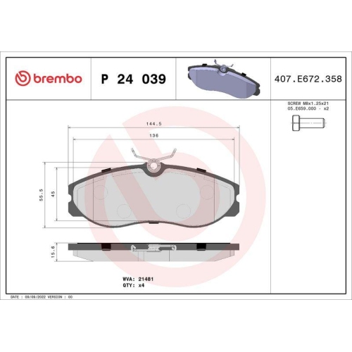 Placute frana Ford Maverick (Uds Uns) 02.93-04.98, Maverick Van 06.96-04.98; Ldv Cub 08.98-09.01; Nissan Serena (C23) 06.91-09.01, Terrano 2 (R20) 10.92-09.07, Terrano 2 Van (R20) 06.98-09.07, Vanette Cargo Box (Hc 23) 09.94-05.02, Vanette Cargo Bus (Hc 2