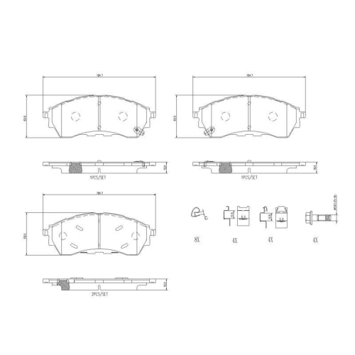 Placute frana Ford Ranger (Tke) 04.11-, Ranger Crew Cab Pickup 03.22-, Ranger Extended Cab Pickup 03.22-, Ranger Standard Cab Pickup 03.22-, Fata, BREMBO